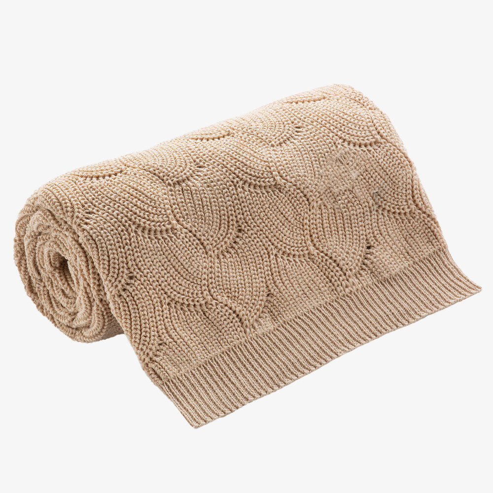 Wave Pattern Cotton Knitted Baby Blanket