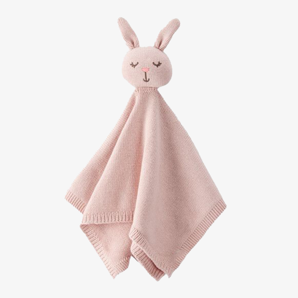 Knitted Cotton Bunny Security Blanket