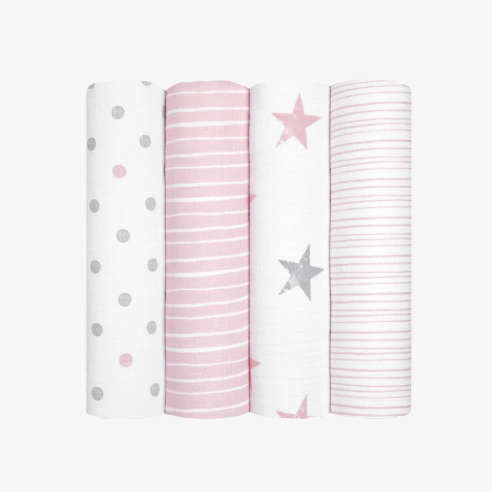 4-Pack Cotton Muslin Swaddle Set