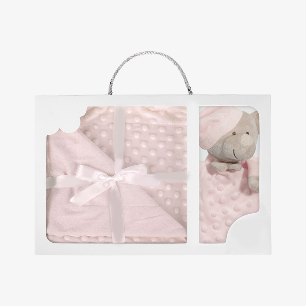Dotted Minky Blanket & Soothing Towel Gift Set