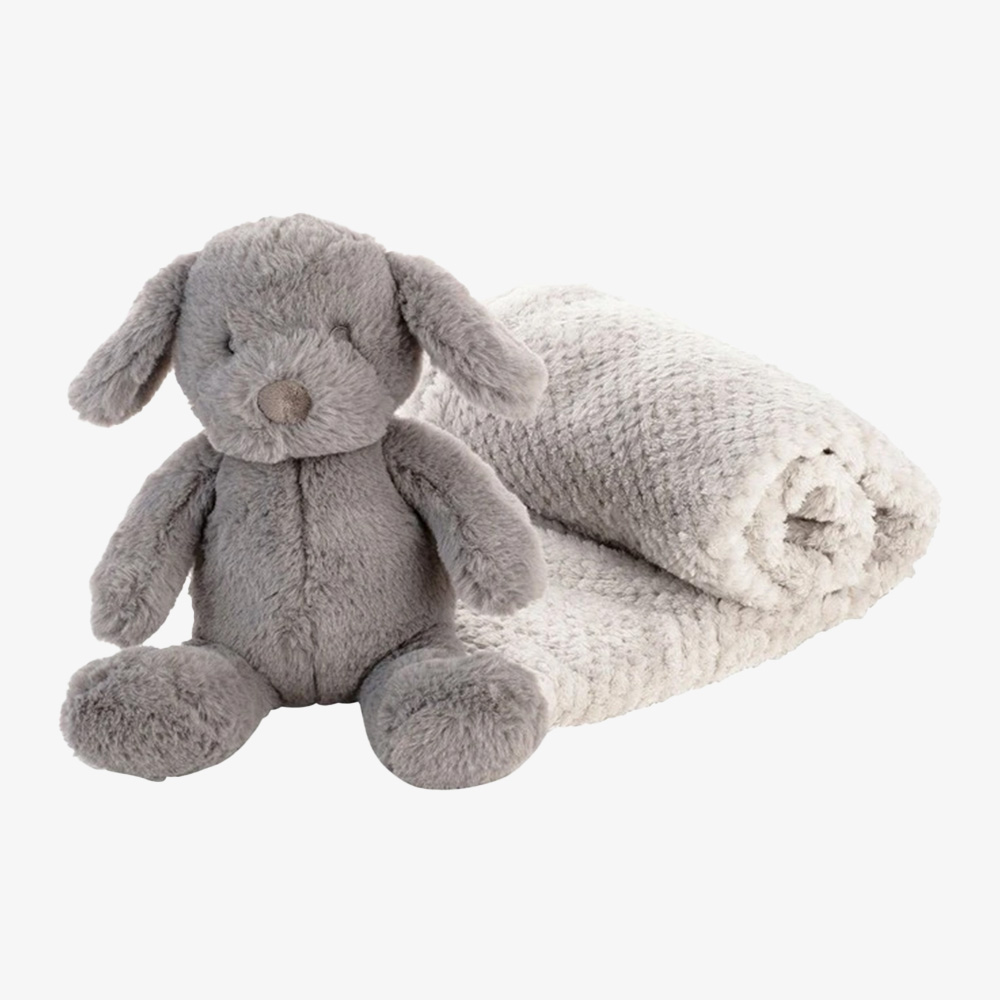 Sheep Plush & Pineapple-Grid Fleece Blanket Set